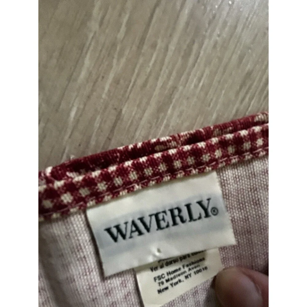 Waverly Valance Curtain Red Gingham Floral Leaves Print Layered 77 x 17